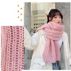 Cozy Chunky Knit Soft Pink Wool Knit Scarf